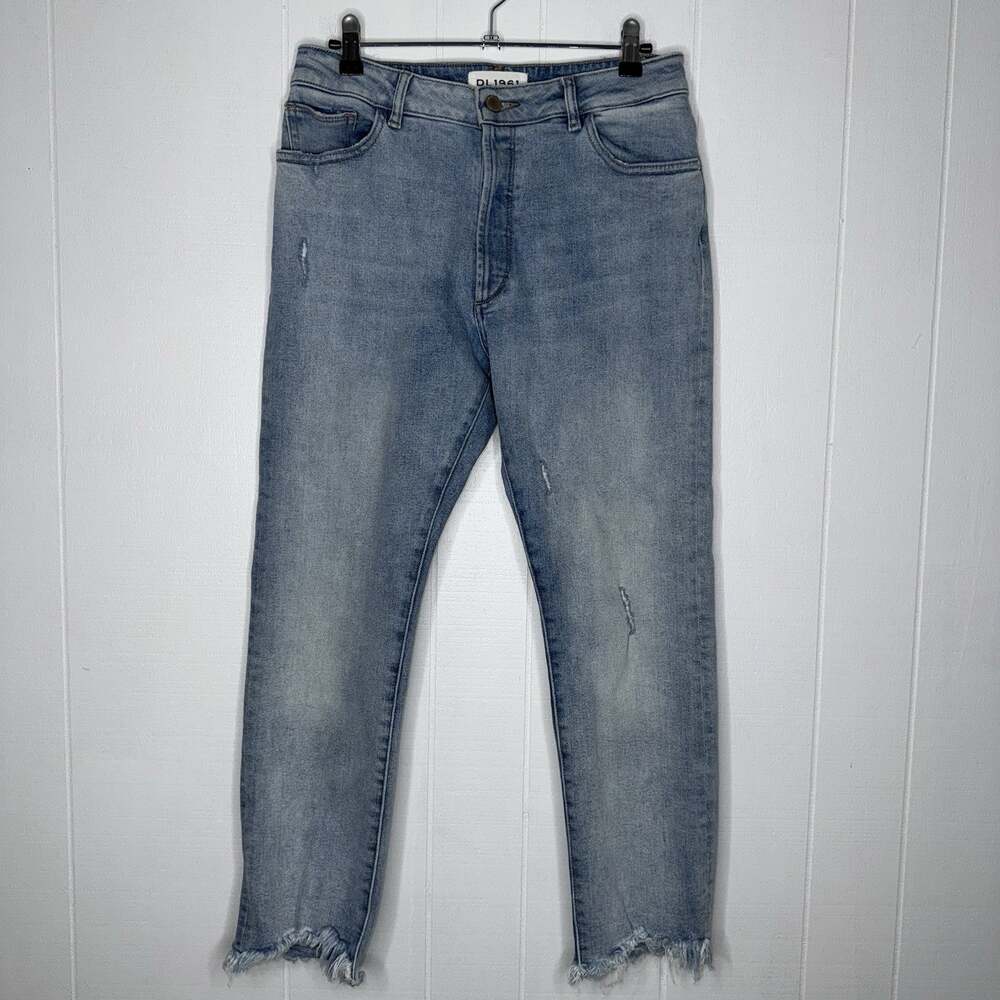 DL1961 Women’s Bella Vintage Slim Cropped Jeans Raw Fringe Hem Size 29